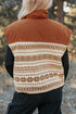 Geometric Patchwork Metal Zipper Collar Fleece Vest