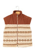 Geometric Patchwork Metal Zipper Collar Fleece Vest