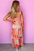 Geometric Patchwork Stripe Smocked Tiered Maxi Dress