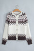 Geometric Pattern Brushed Knit Apres Ski Cardigan