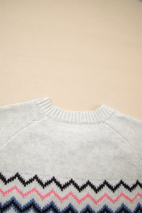 Geometric Pattern Button Front Knit Cardigan