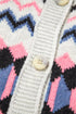 Geometric Pattern Button Front Knit Cardigan