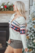 Geometric Pattern Button Front Knit Cardigan