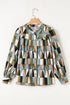 Geometric Pattern Lightweight Woven Button Down Shirt