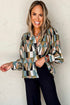 Geometric Pattern Lightweight Woven Button Down Shirt