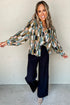 Geometric Pattern Lightweight Woven Button Down Shirt