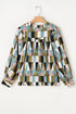 Geometric Pattern Lightweight Woven Button Down Shirt