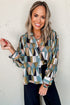 Geometric Pattern Lightweight Woven Button Down Shirt