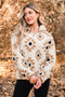 Geometric Pattern Quarter Zip Sherpa Pullover