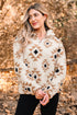 Geometric Pattern Quarter Zip Sherpa Pullover