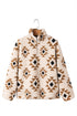 Geometric Pattern Quarter Zip Sherpa Pullover