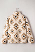 Geometric Pattern Quarter Zip Sherpa Pullover