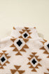 Geometric Pattern Quarter Zip Sherpa Pullover