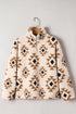Geometric Pattern Quarter Zip Sherpa Pullover
