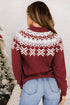 Geometric Pattern Round Neck Shift Knit Sweater