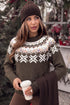 Geometric Pattern Round Neck Shift Knit Sweater