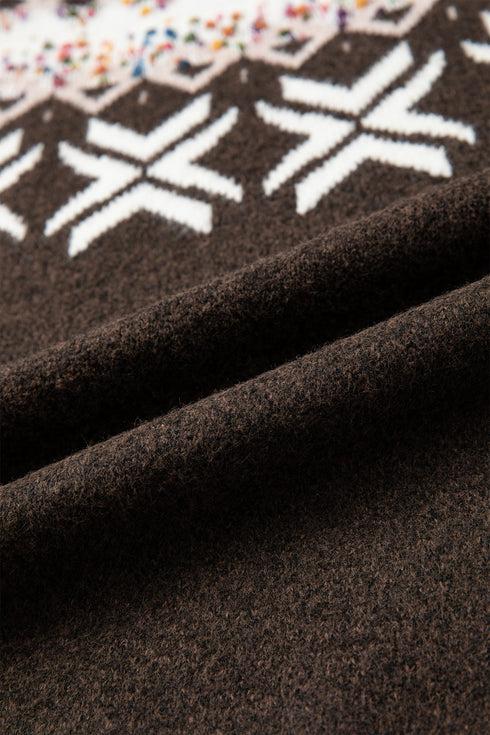 Geometric Pattern Round Neck Shift Knit Sweater