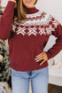 Geometric Pattern Round Neck Shift Knit Sweater