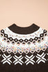 Geometric Pattern Round Neck Shift Knit Sweater