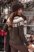 Geometric Pattern Round Neck Shift Knit Sweater