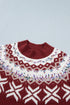 Geometric Pattern Round Neck Shift Knit Sweater