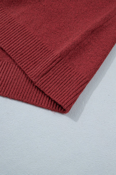Geometric Pattern Round Neck Shift Knit Sweater