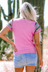 Geometric Pattern Sleeve Ribbed Crew Neck Sweater
