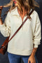 Geometric Pattern Textured Knit Quarter Zip Pullover