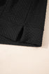 Geometric Pattern Textured Knit Quarter Zip Pullover