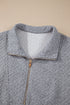 Geometric Pattern Textured Knit Quarter Zip Pullover