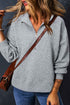 Geometric Pattern Textured Knit Quarter Zip Pullover