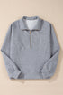 Geometric Pattern Textured Knit Quarter Zip Pullover