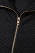 Geometric Pattern Textured Knit Quarter Zip Pullover