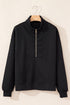 Geometric Pattern Textured Knit Quarter Zip Pullover