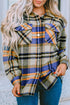 Geometric Plaid Print Pocketed Shacket
