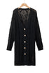 Geometric Pointelle Button Front Long Sleeve Cardigan