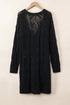 Geometric Pointelle Button Front Long Sleeve Cardigan