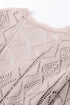 Geometric Pointelle Button Front Long Sleeve Cardigan
