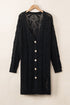 Geometric Pointelle Button Front Long Sleeve Cardigan