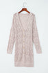 Geometric Pointelle Button Front Long Sleeve Cardigan