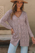 Geometric Pointelle Button Front Long Sleeve Cardigan