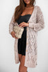 Geometric Pointelle Button Front Long Sleeve Cardigan