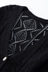 Geometric Pointelle Button Front Long Sleeve Cardigan