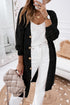 Geometric Pointelle Button Front Long Sleeve Cardigan