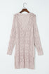 Geometric Pointelle Button Front Long Sleeve Cardigan