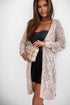 Geometric Pointelle Button Front Long Sleeve Cardigan