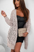 Geometric Pointelle Button Front Long Sleeve Cardigan