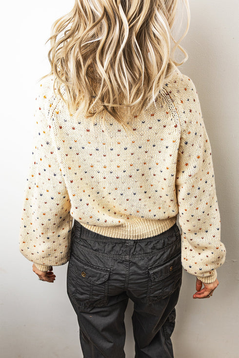 Geometric Print Button Front Long Sleeve Graphic Cardigan