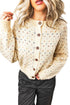 Geometric Print Button Front Long Sleeve Graphic Cardigan