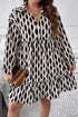 Geometric Print Collared V Neck H Line Mini Dress